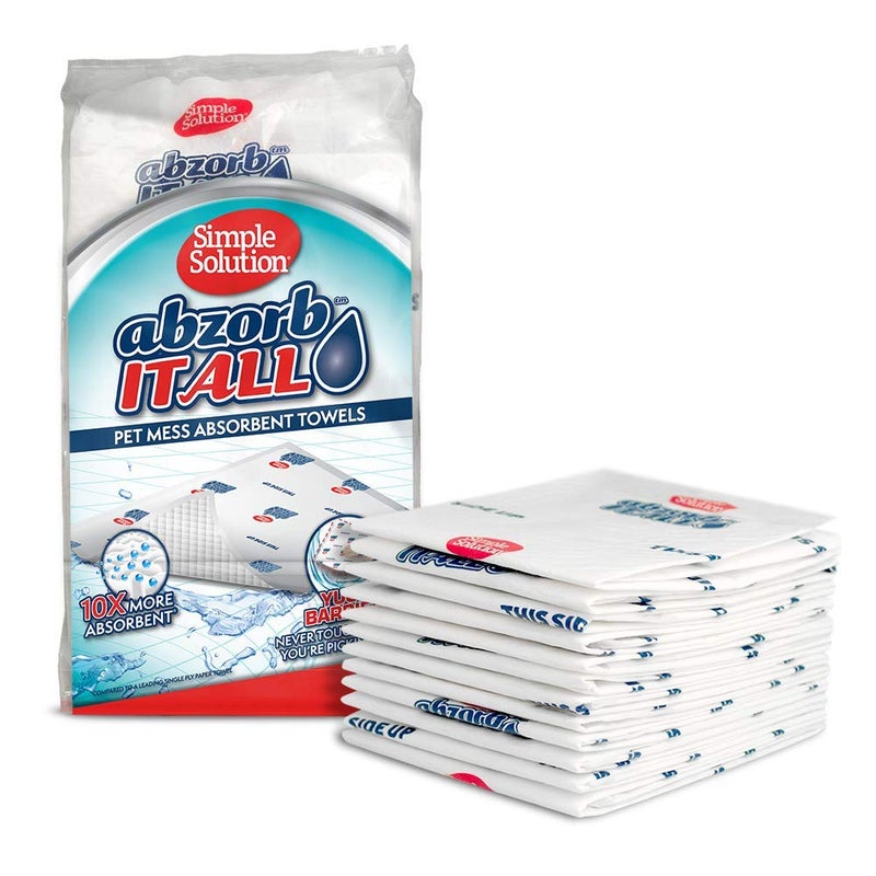 Simple Solution Abzorbitall Pet Mess Absorbent Towels - Multi-Surface Urine and Dog Poop Cleaning Sheets - 12 x 17 inches - 30 Towels - Image 1
